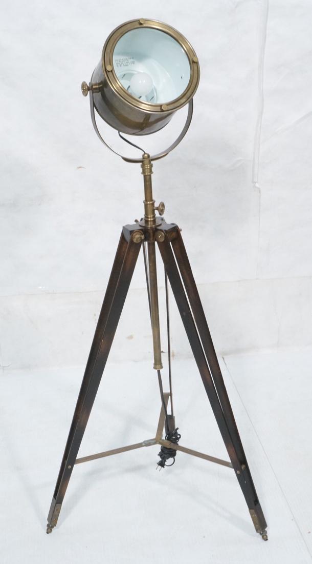 Designer Industrial Style Brass Tripod Floor Lamp (1 of 10)