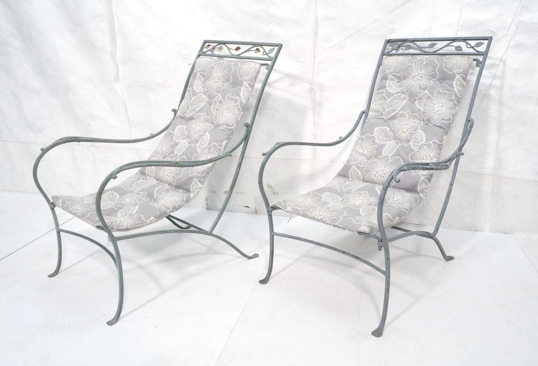 Pr Outdoor Wrought Iron Arm Chairs. Foliate accen (1 of 9)