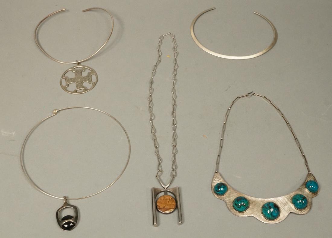 5pc Modern Jewelry Necklace Lot. Sterling pendant (1 of 9)
