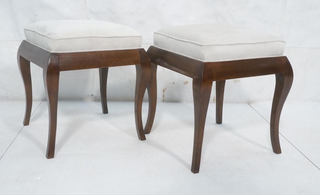 Pr Cream Velvet Modernist Stools Benches. Dark st (1 of 8)