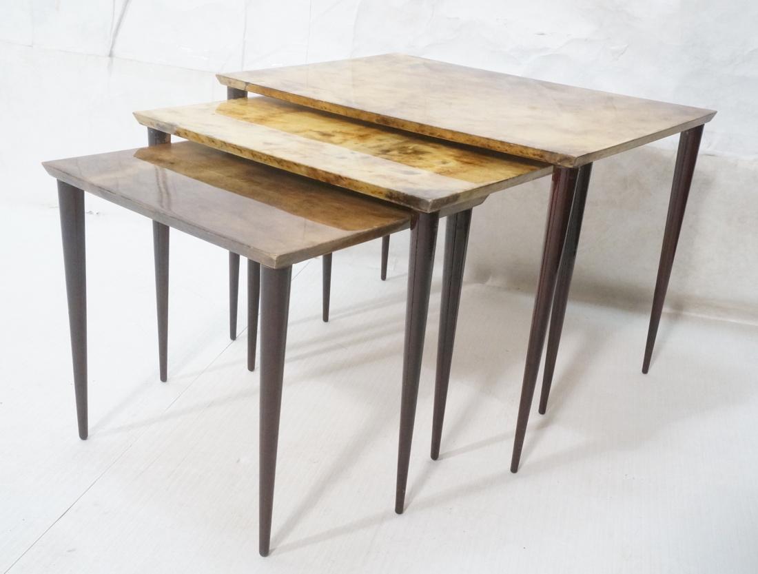 3pc ALDO TURA Goatskin Nesting Tables. Lacquered (1 of 8)
