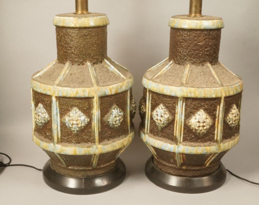 Pr Lg Brutalist Lava Glaze Ceramic Table Lamps. H (1 of 9)