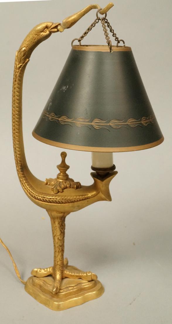 Continental Brass Figural Bird Dresser Lamp. Hang (1 of 7)
