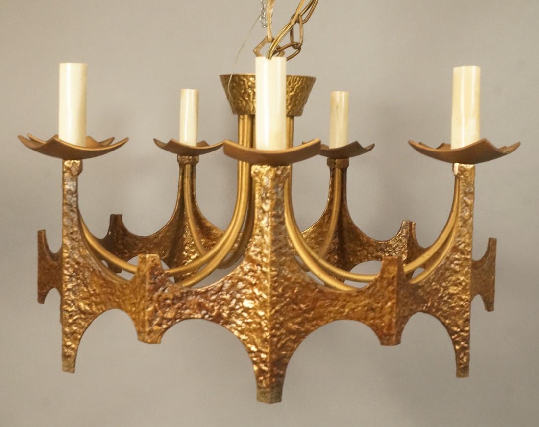 Brutalist Hammered Textured Metal Chandelier. 7 a (1 of 6)