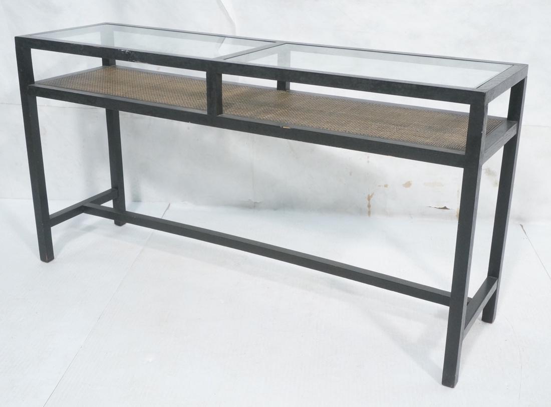 Ebonized Glass Top Hall Console Table. Ebonized o (1 of 8)