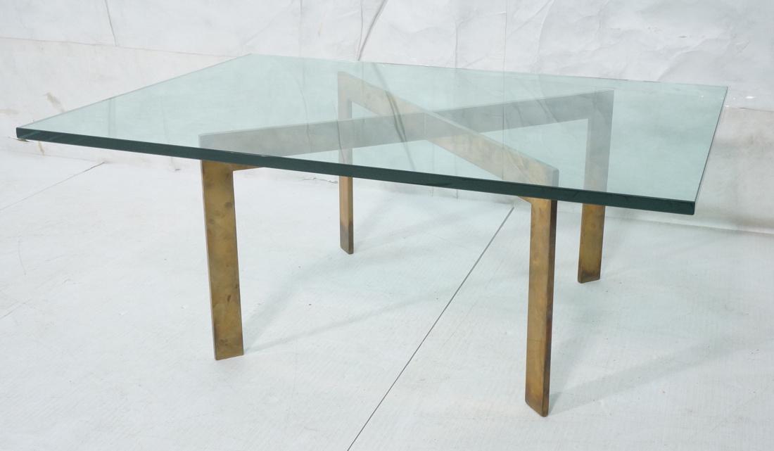 Solid Bronze Barcelona Style Glass Top Coffee Tab (1 of 6)