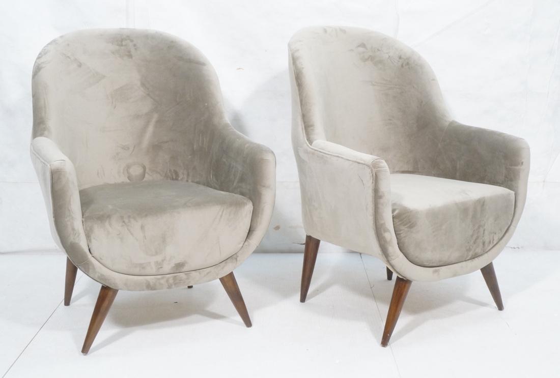 Pair Italian Style Lounge Chairs with Taperd Legs (1 of 7)