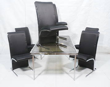 7pc Modern Chrome Dining Table Chairs. Milo Baugh (1 of 8)