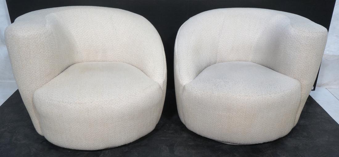 Pr Off White Swivel Barrel Back Lounge Chairs. Ka (1 of 6)