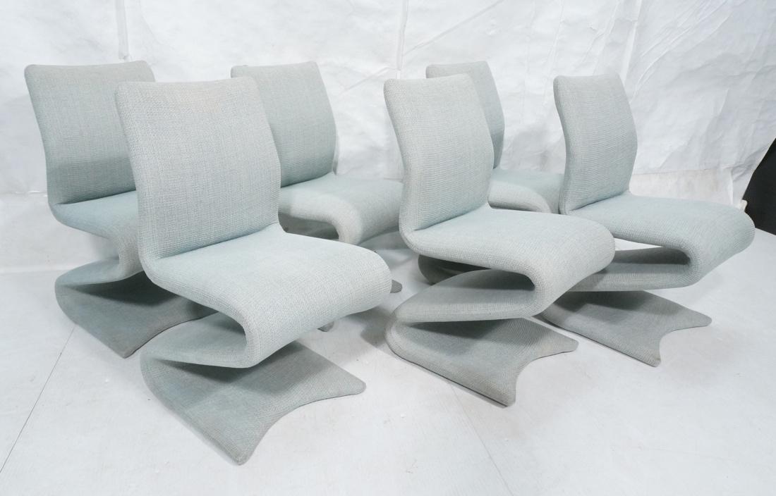 Set 6 Fabric Covered Modern Z Dining Chairs. Pale (1 of 7)