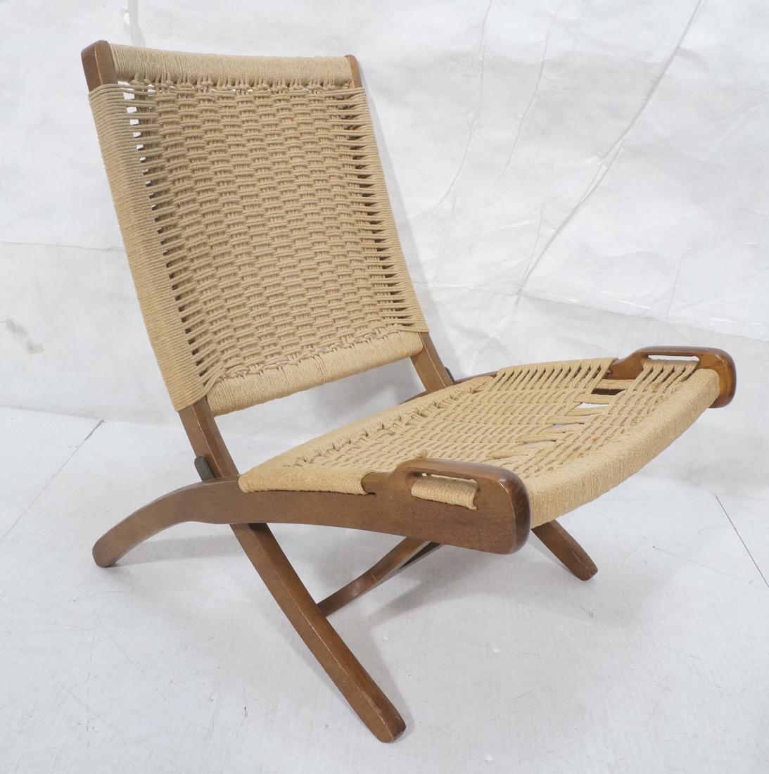 HANS WEGNER Style Woven Folding Lounge Chair. Wov (1 of 8)
