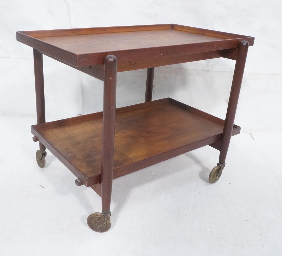 Danish Modern Teak Rolling Bar Tea Cart. 2 Wood f (1 of 9)