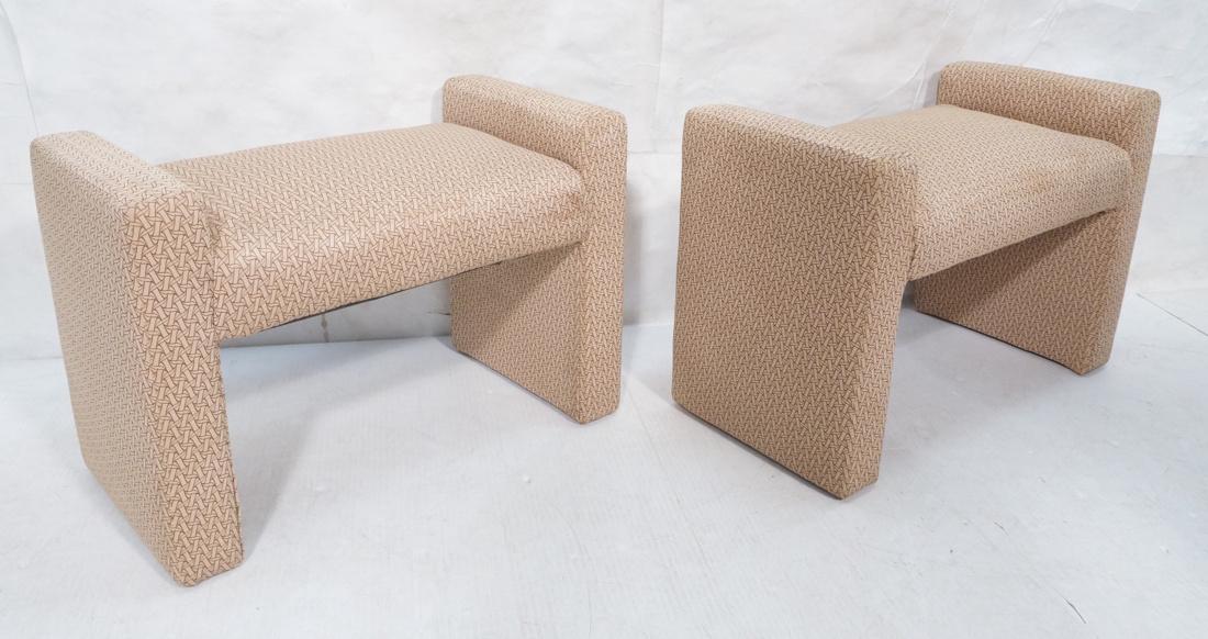 Pr Upholstered Modernist Bench Seating. Beige fab (1 of 6)