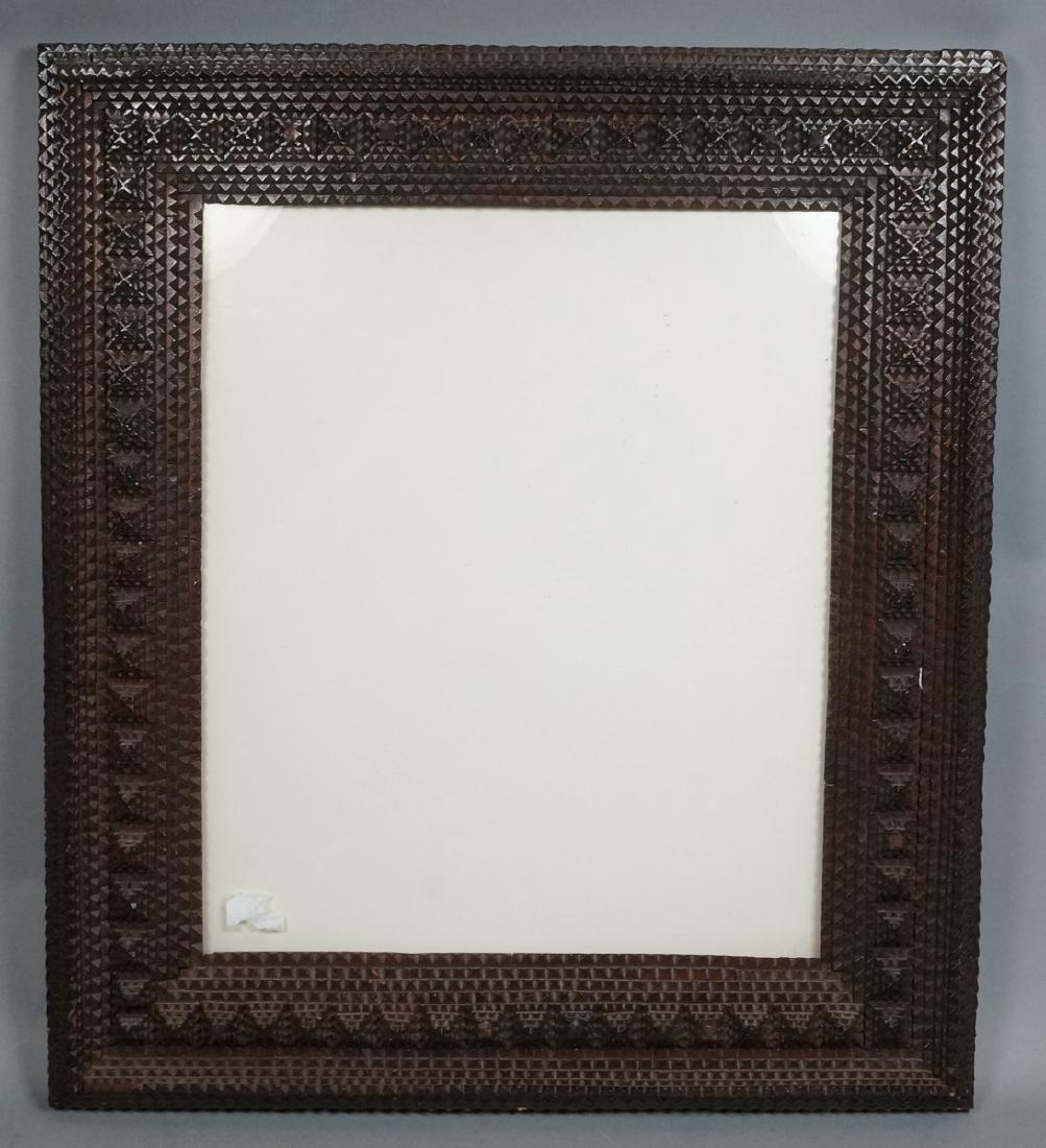 Antique Tramp Art Fame with Layered design. Wide: Antique Tramp Art Fame with Layered design. Wide frame.-- Dimensions: H: 24 inches: W: 21 inches ---