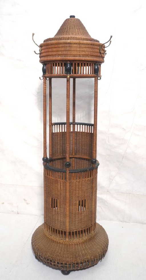 Victorian Wicker Umbrella Stand Coat Rack Vink