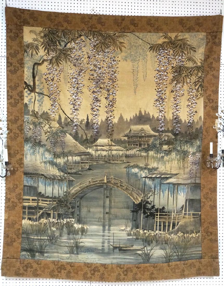 Handpainted Japanese Lg Tapestry Wall Hanging. Ha (1 of 10)