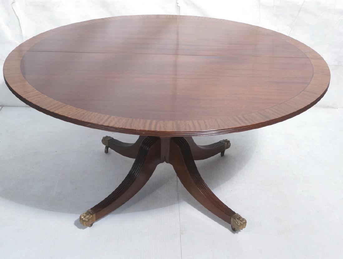 59" Round Banded Dining Table. Carved pedestal ba (1 of 9)