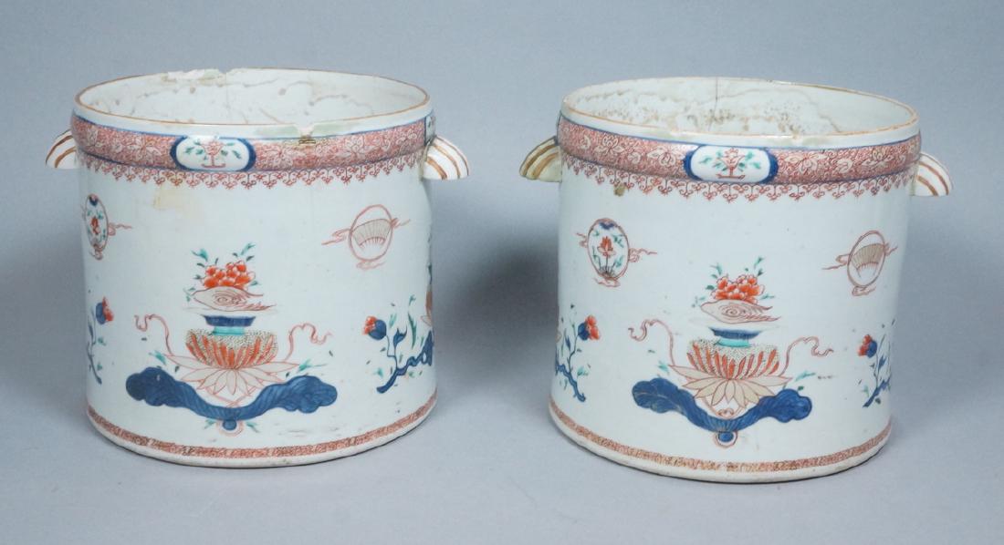 2 Antique Chinese Export Wine Coolers: 2 Antique Chinese Export Wine Coolers-- Dimensions: H: 8 inches: W: 10.5 inches: D: 9 inches ---