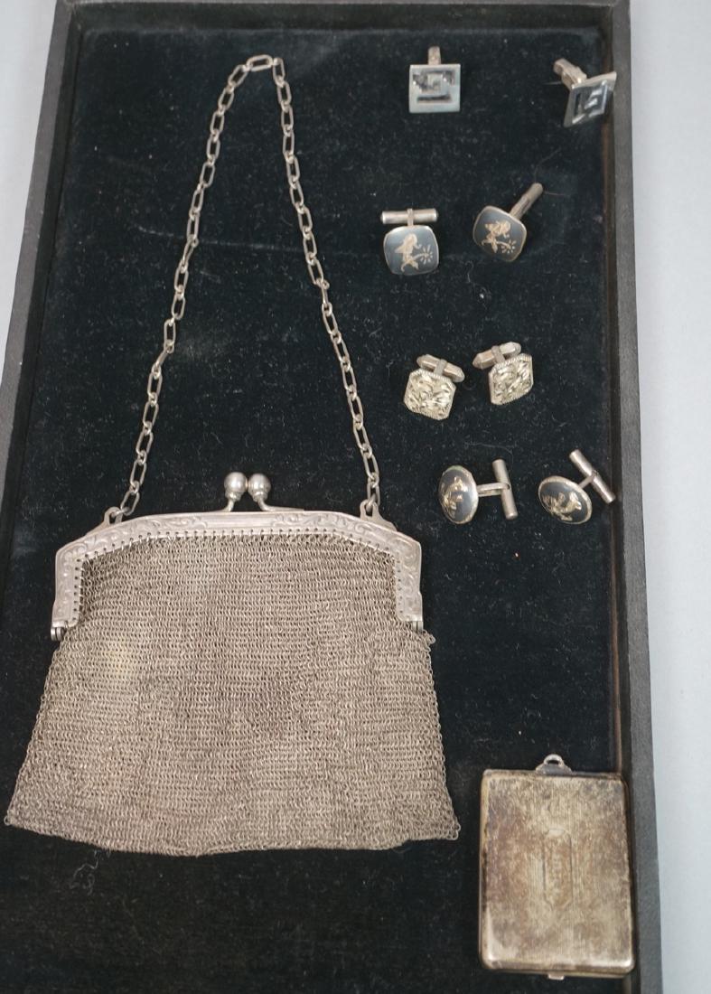 6pc Sterling Lot. Sterling clasp woven mesh antiq (1 of 7)