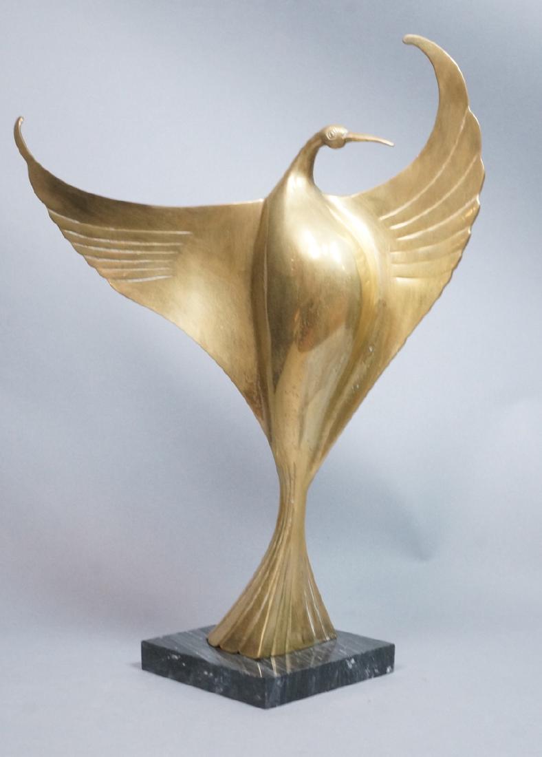 Lg Stylish Brass Modern Bird Sculpture. Brass for (1 of 10)