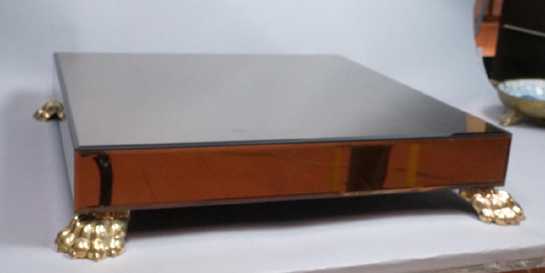 Decorator Brass Paw foot Mirrored Pedestal Shelf. (1 of 7)