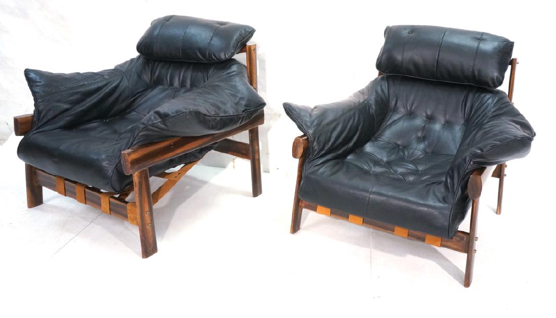 Pr LAFER Style Modern Wood Frame Lounge Chairs. B (1 of 10)