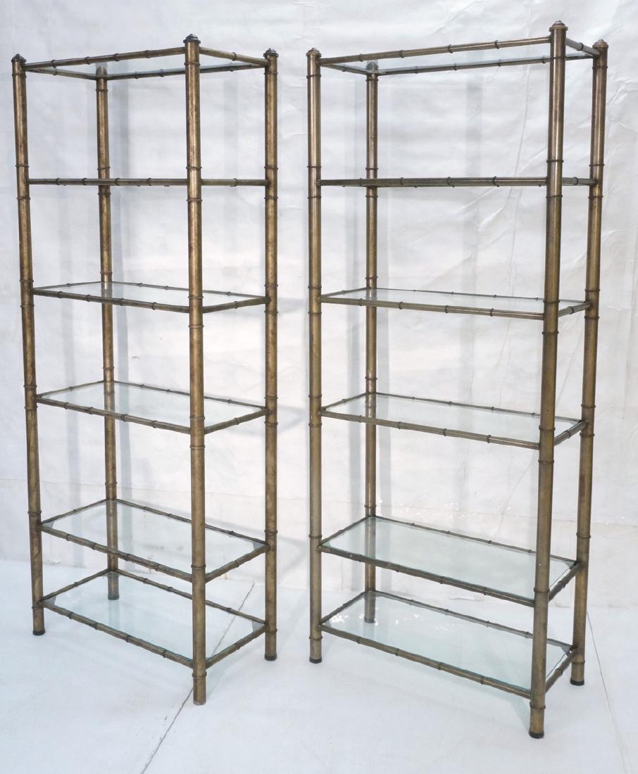 Pr Faux Bamboo Antique Finish Metal Etageres. Mod (1 of 9)