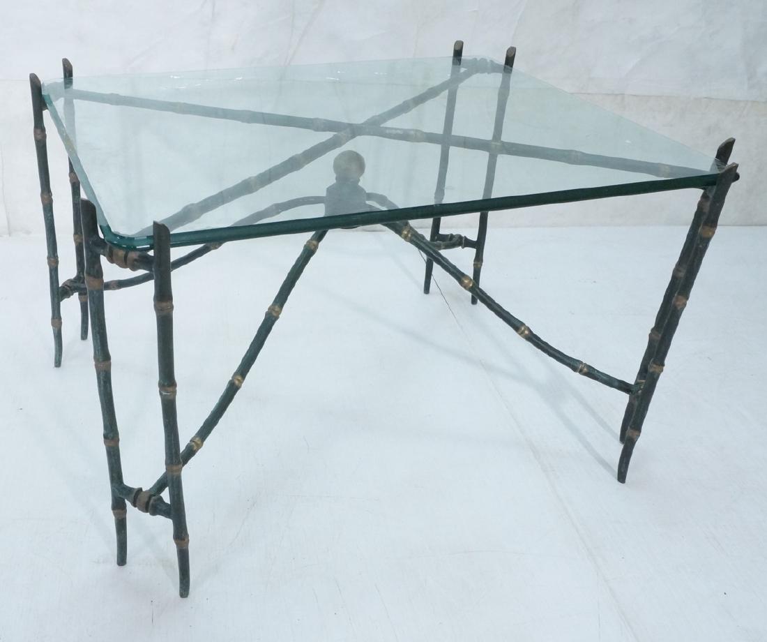 Decorator Faux Bamboo Bronze Glass Side Table. Un (1 of 7)