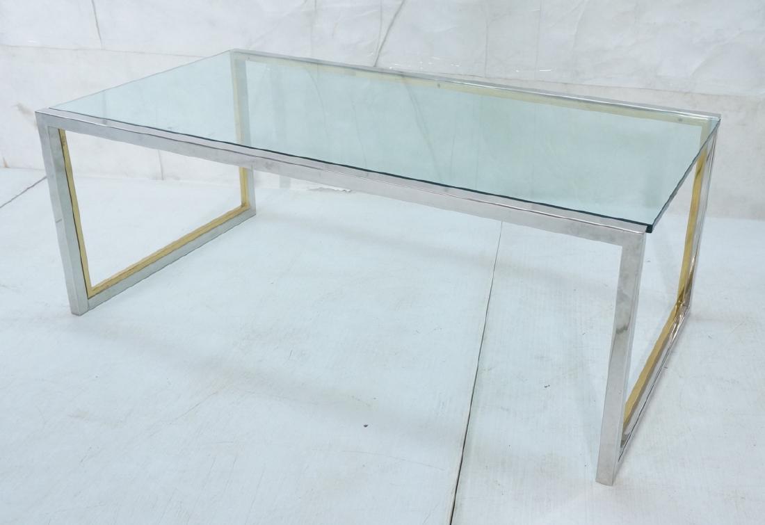 PACE Style Chrome & Brass Frame Glass Cocktail Ta (1 of 9)