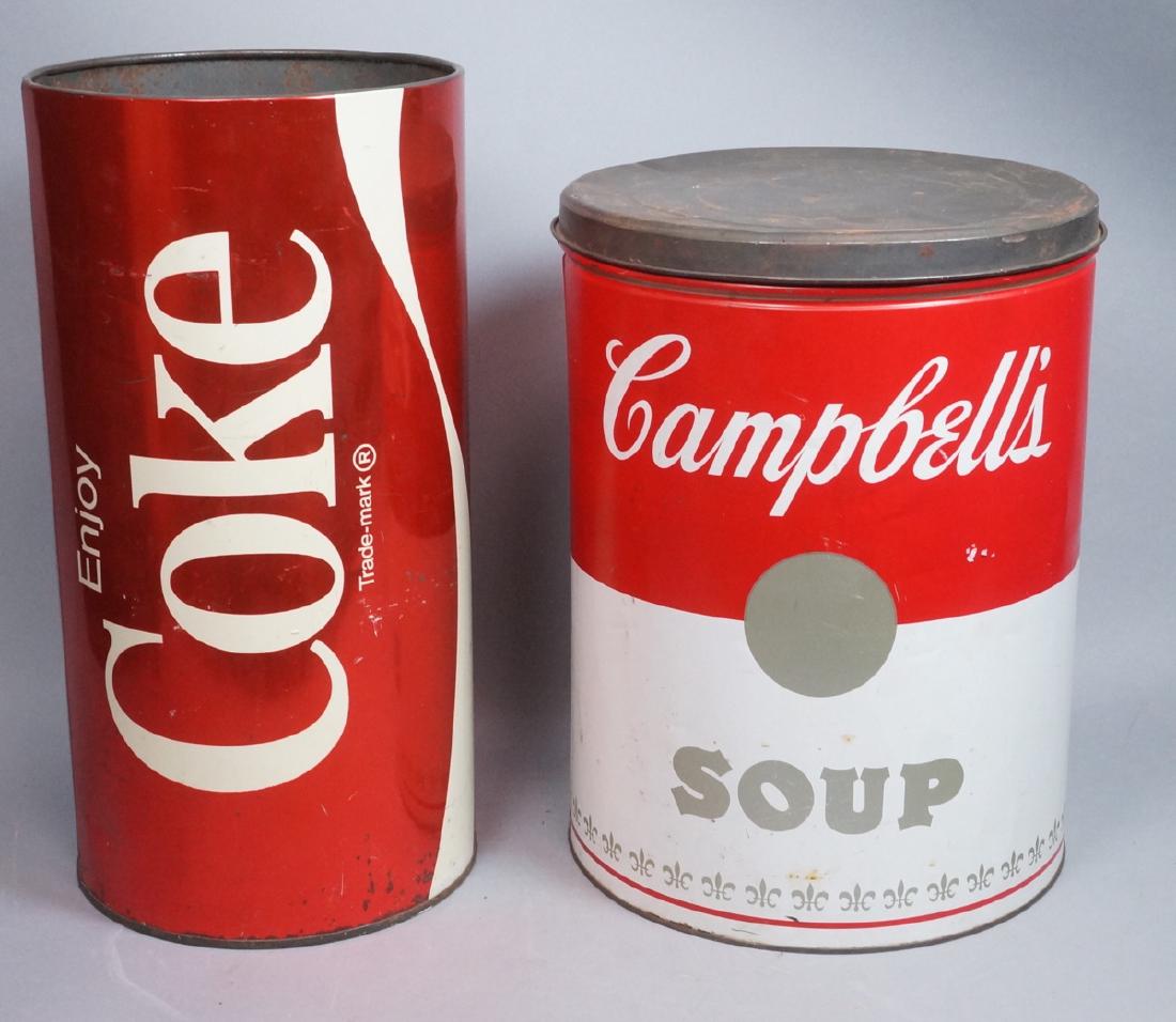 2 70s Modern Metal Advertising Tins. Warhol Style (1 of 8)