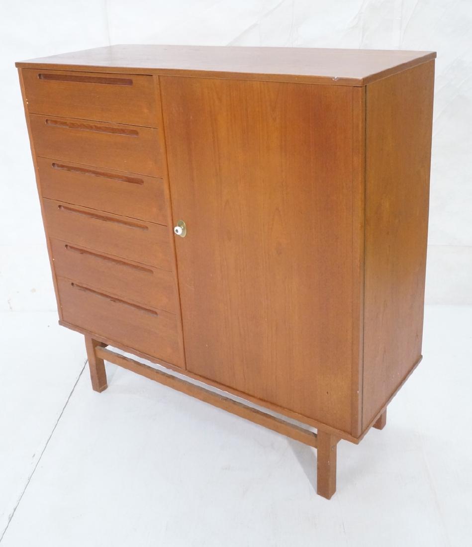 Danish Modern Teak Tall Chest Dresser. One door c (1 of 10)