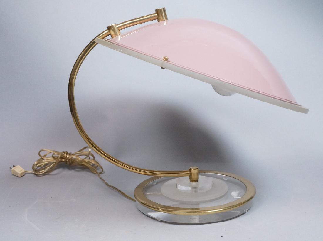 Modernist Brass and Lucite Table Lamp. Lilac plas (1 of 7)