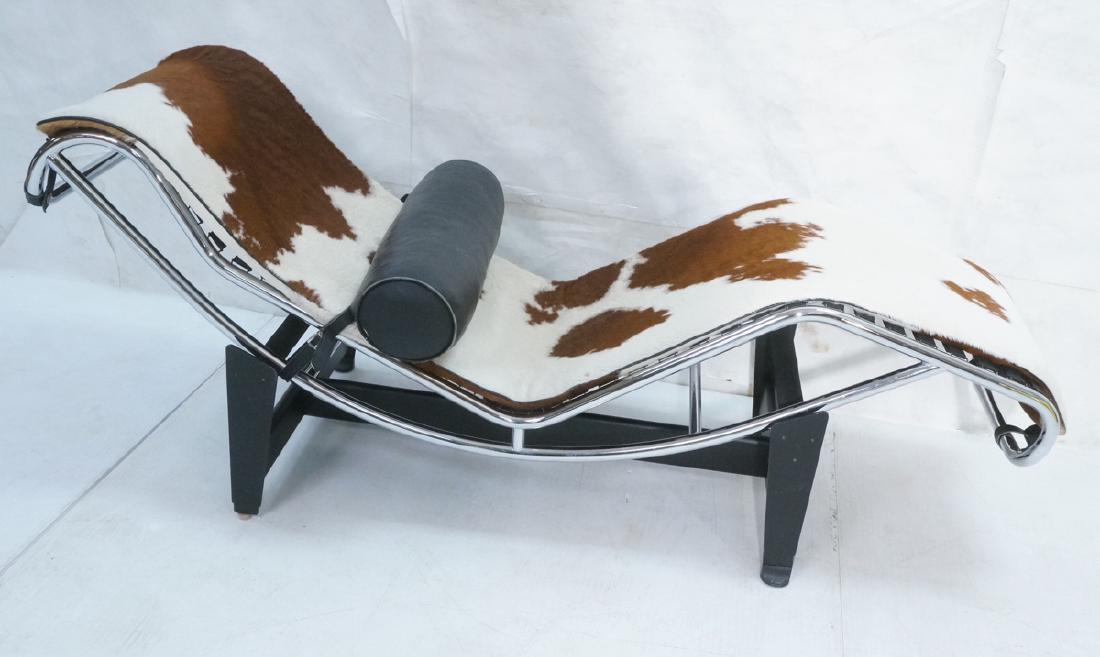 LE CORBUSIER Pony Skin Hide Chaise Lounge. Tubula (1 of 9)