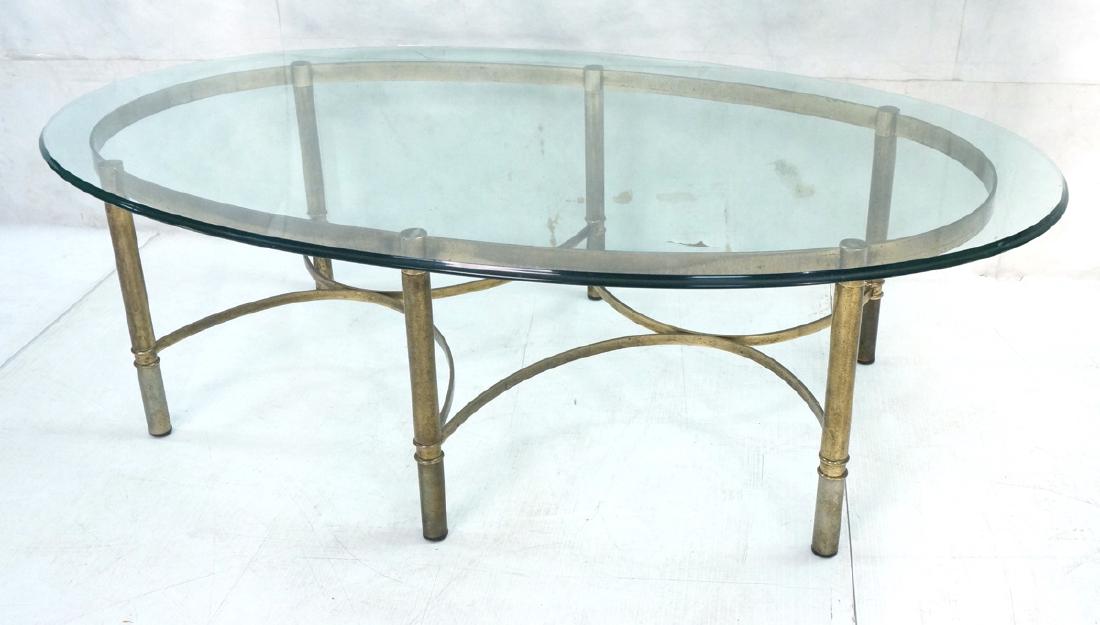 Decorator Oval Glass Brass Tone Coffee Table Beve (1 of 7)