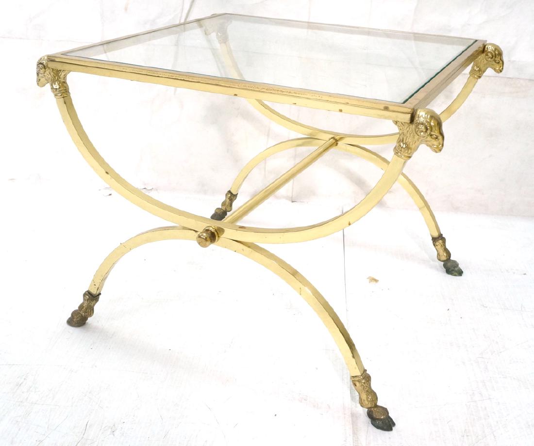 Regency Style Brass Glass Square Side Table. Ram (1 of 10)