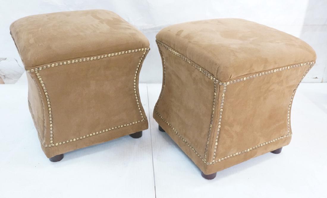 Pr Light Brown Ultra Suede Stools Ottoman. Modern (1 of 6)