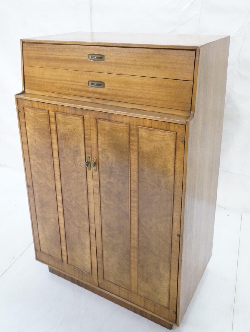 Modern DREXEL Burl Wood Cabinet Dresser. Metal pu (1 of 10)