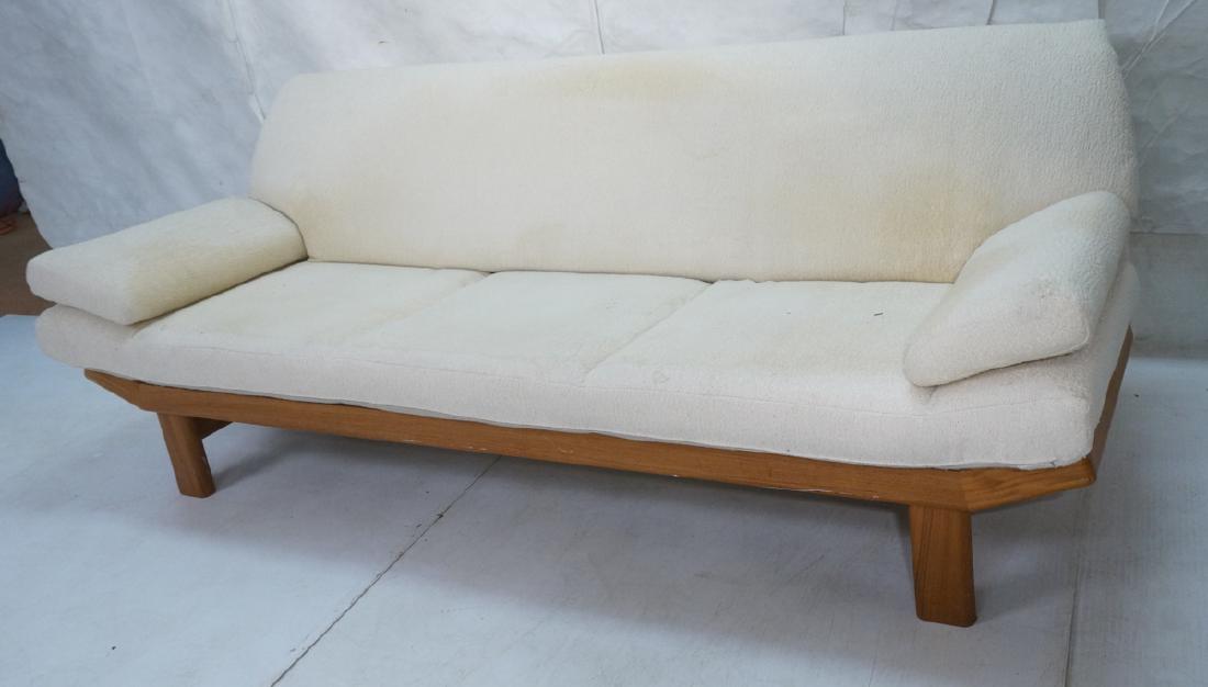Danish Modern Teak Sofa Couch. Tall back cream up (1 of 9)