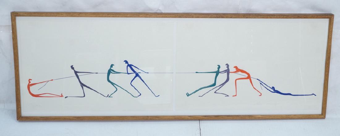 Graphic Figural Silkscreen Print. 2 parts 'Tug of (1 of 10)