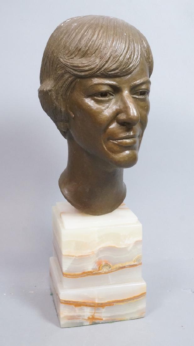 Bronze Portrait Head Bust. On Onyx base. Signed: Bronze Portrait Head Bust. On Onyx base. Signed E.F. Hoffman 1983. -- Dimensions: H: 20 inches: W: 8.5 inches: D: 9 inches ---
