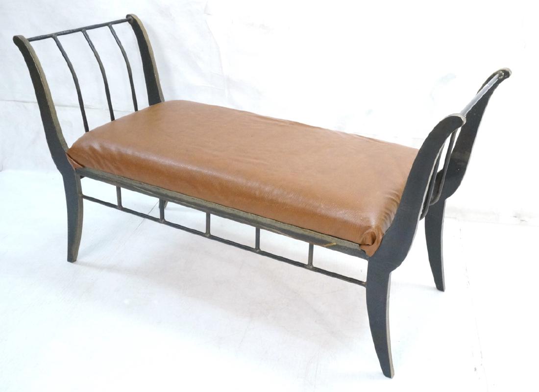 Campaign Style Decorator Heavy Iron Bench. Modern (1 of 8)