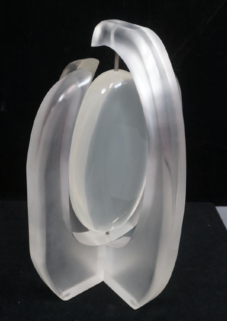 Modern Frosted Lucite Table Sculpture. 4 bowed ar (1 of 6)