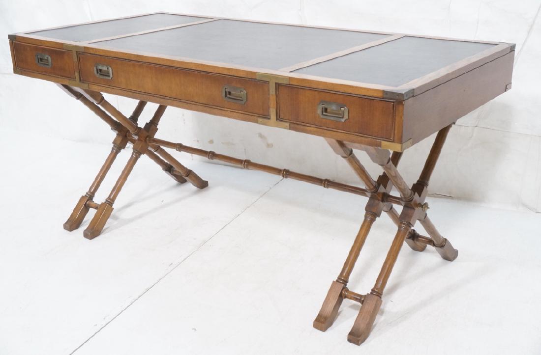 Three Drawer Campaign Desk. Modernist. Faux Bambo (1 of 10)