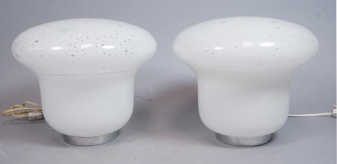 Pr Italian Glass Chrome Table Lamps. Mushroom clo (1 of 6)