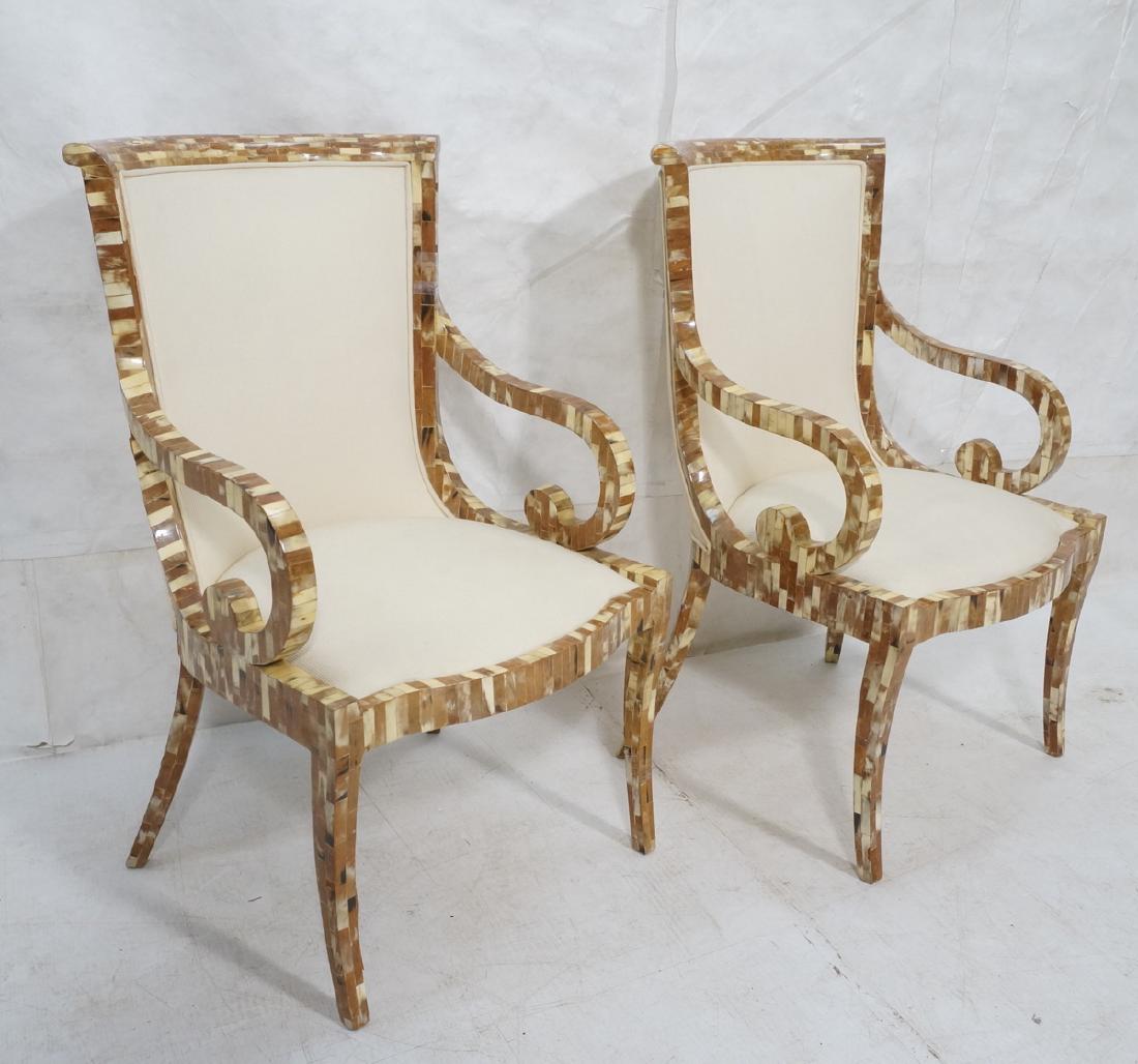Pr Maitland Smith style Inlaid  Decorator Side Ch (1 of 10)