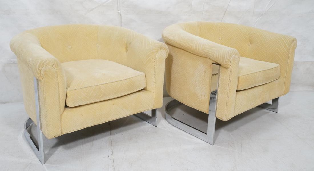 Pr Milo Baughman style Chrome Lounge Chairs. Flat (1 of 10)