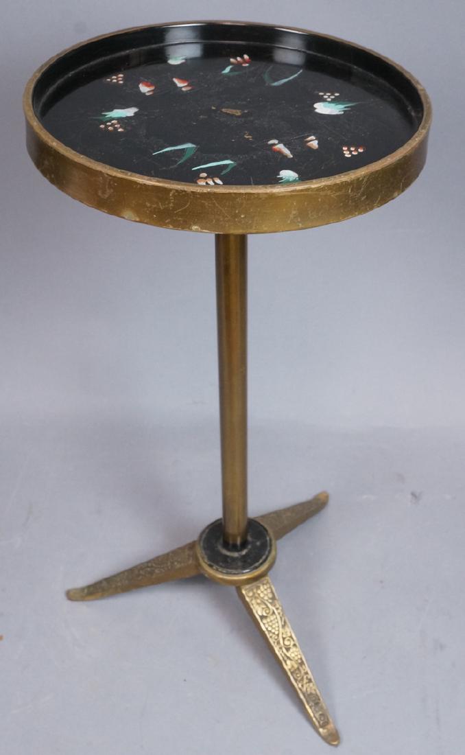 Brass Frame Small Side Modern Table. Tripod Pedes (1 of 6)