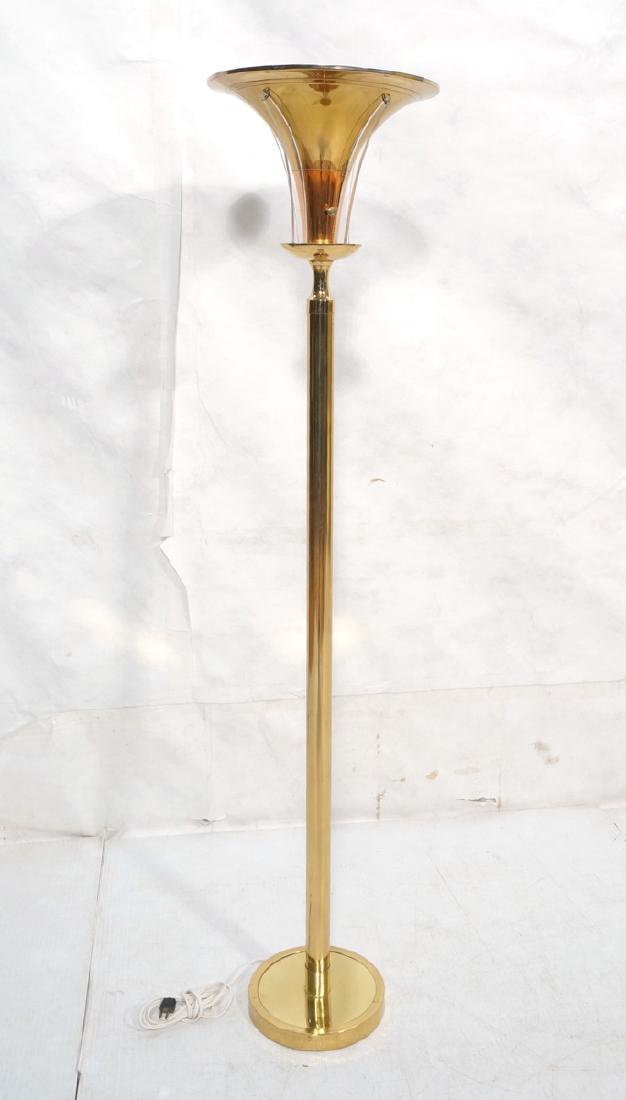 Tall Brass tone Art Deco Torchiere Floor Lamp. Fo (1 of 8)