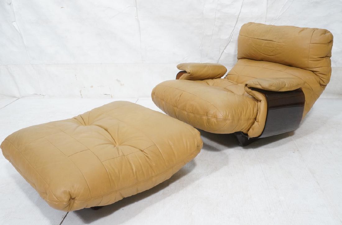 LIGNE ROSET Tan Leather Modern Lounge Chair Ottom (1 of 10)