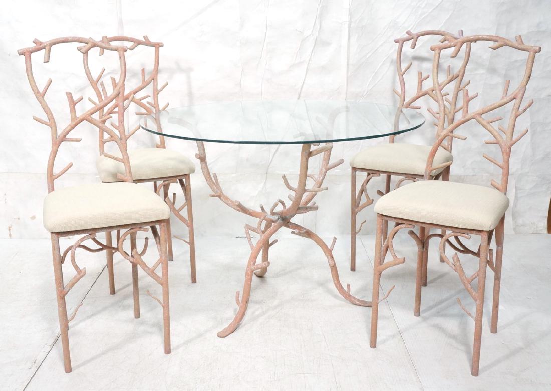 5pc Painted Aluminum Twig Coral Dinette Set. Roun (1 of 10)